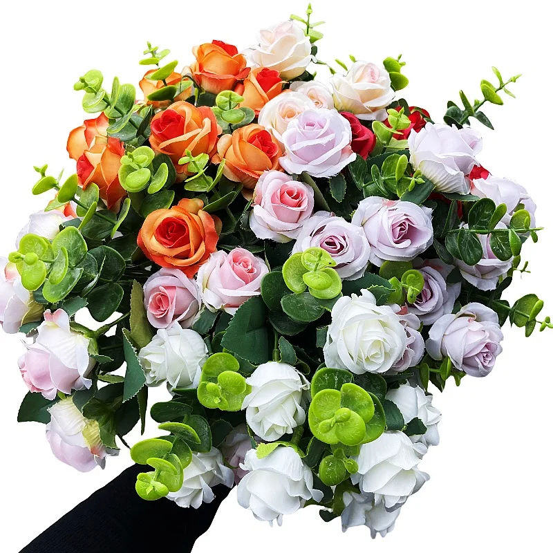 10 heads Artificial Roses Home&Wedding Valentine's Day Decoration Eucalyptus Rose Bundle Valentine's Family Gifts