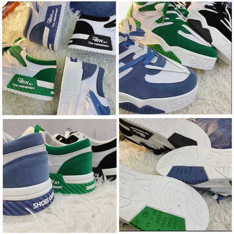 Sneakers Mens Shoes Designer Men Casual Shoes Trend Two-tone Lace Up Platform Student Shoes Male Vulcanized Zapatillas De Hombre