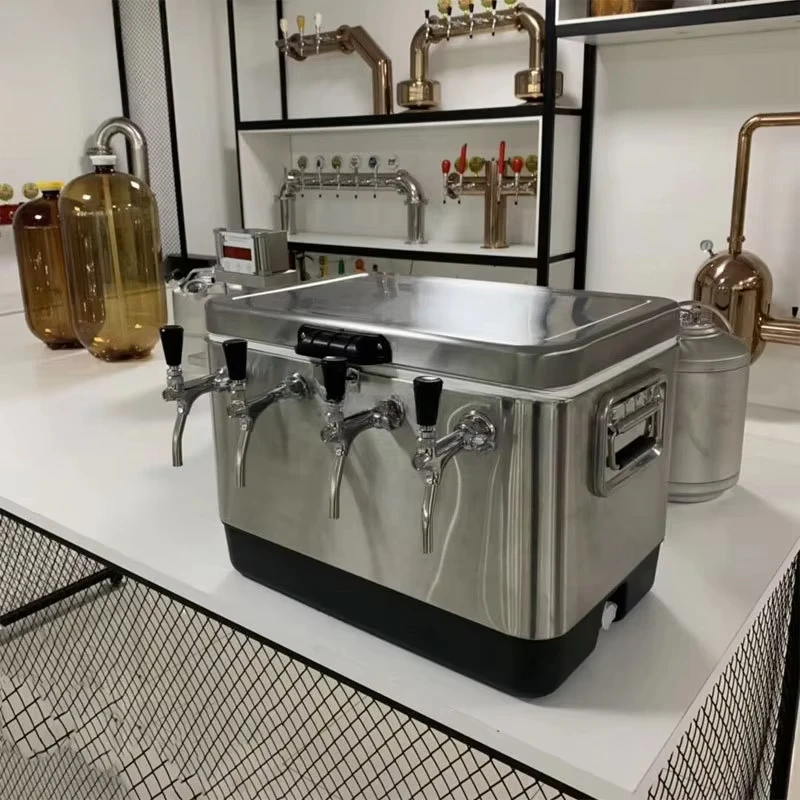 GB1110103 Hot Selling Single 304 Stainless Steel 50L Four Taps Beer Coil Jockey Cooler Box 4