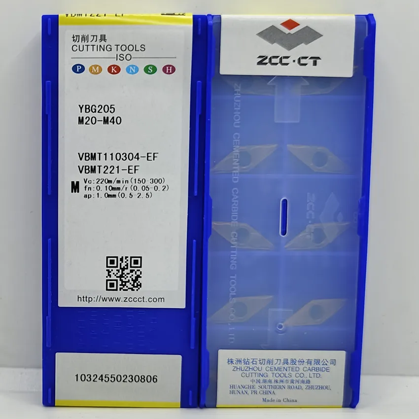 VBMT110302-EF YBG205/VBMT110304-EF YBG205/VBMT110308-EF YBG205 VBMT110302 VBMT221 VBMT222 ZCC.CT CNC 카바이드 인서트 10개/박스
