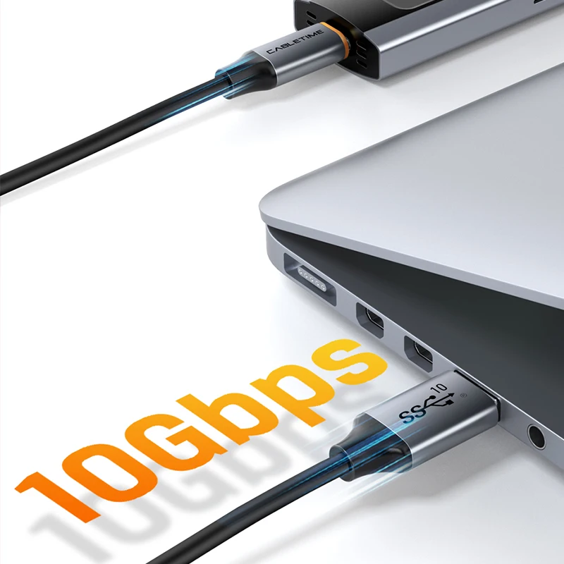 CABLETIME USB A-USB C 케이블 10Gbps 3A USB 3.2 케이블 60W QC 3.0 SSD 인클로저용 데이터 전송 전화 충전 데이터 동기화