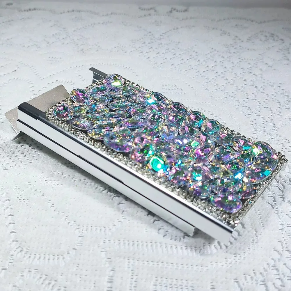 Elegant Rhinestone-Embellished Slim Cigarette Case