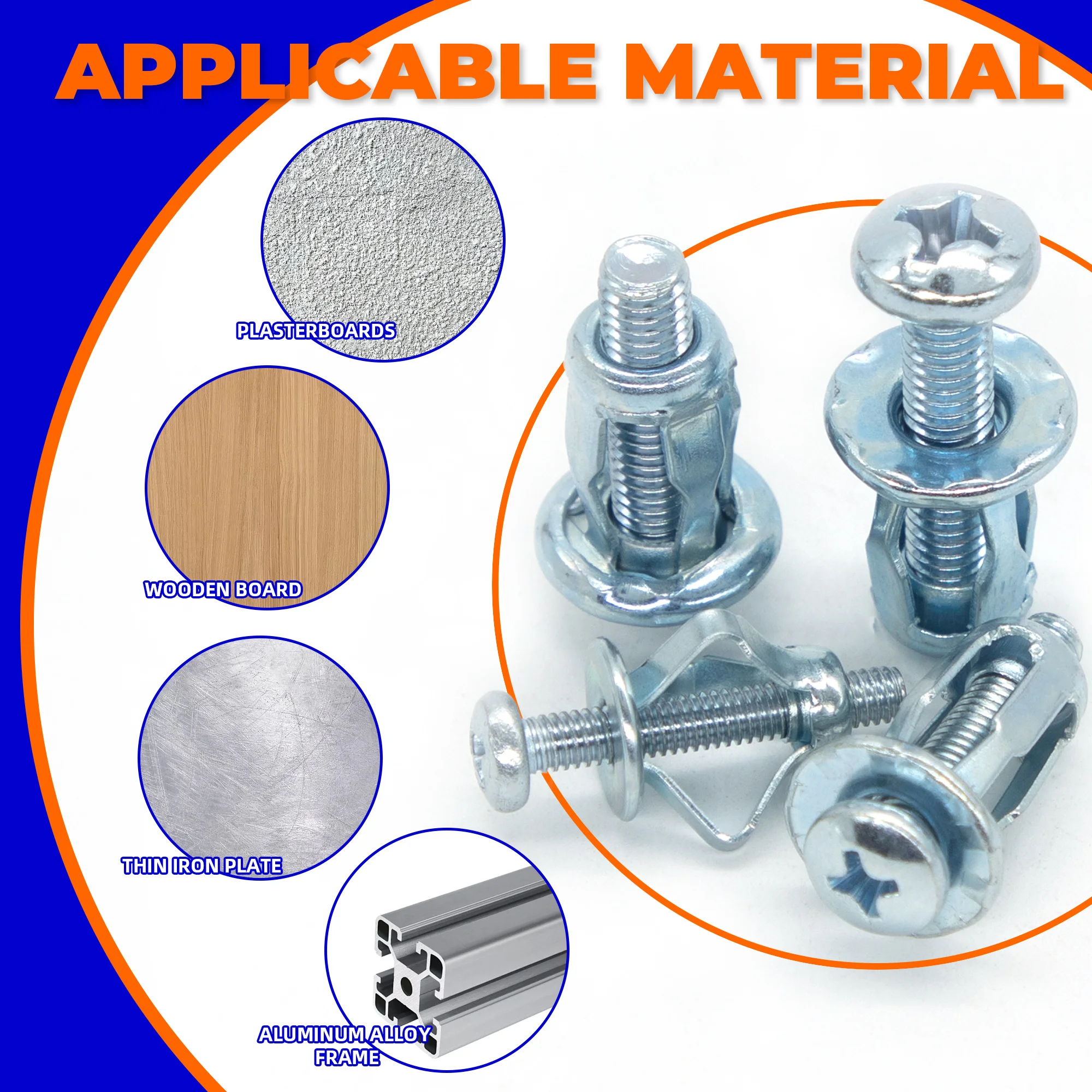 Petal Fasteners Screw Jack Nuts Anchors Expansion Plugs Rivets Locking Bolts M4/M5/M6/M8 10pcs/50pcs Packs