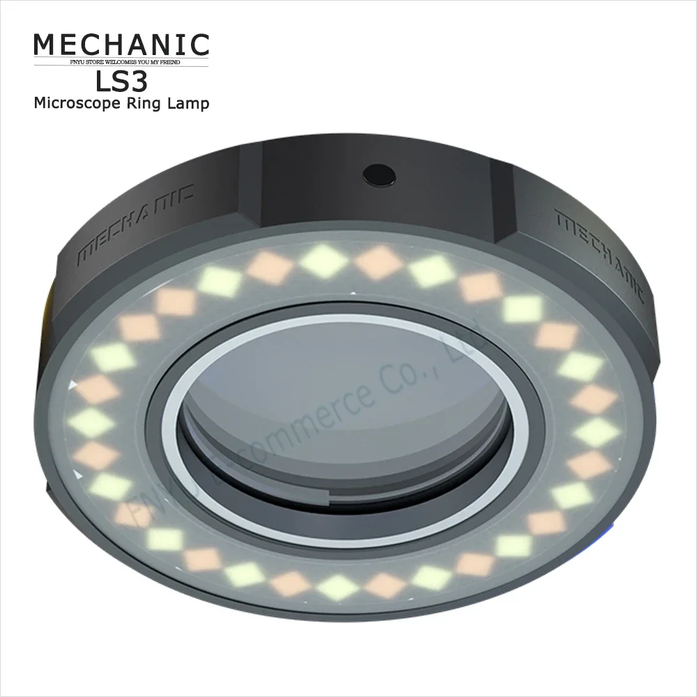 

Кольцевая лампа для микроскопа MECHANIC LS3, кольцевая лампа 7 Вт, светильник источник света, трехцветная, Многоуровневая, регулировка яркости, лампа для защиты глаз
