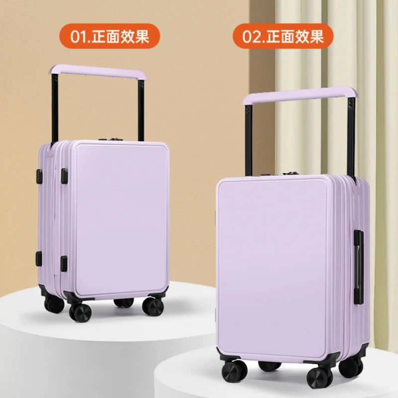 

One Piece Dropshipping Wide Trolley Case Color-Contrasting Pattern Silent Wheel Universal Password Suitcase 20-Inch Boarding Bag