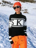 Fashion Knit Ski Printed Sweater Women Slim Contrast Turtleneck Long Sleeve Female Pullovers 2026 Spring Lady Cozy Knitwear New