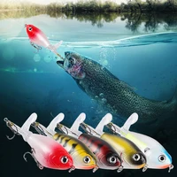 5pcs Whopper Popper Fishing Lures with Rotating Tail Artificial Bait Floating Wobblers Fishing Bait for Trout Bass Black Fish 1