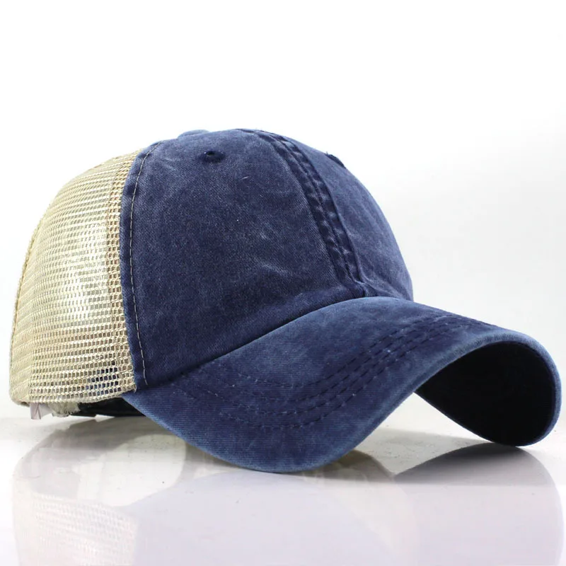 

Fashion Men Women Big Head High Top Wide Brim Breathable Baseball CapTravel Sports Cap Washed Cotton Pure Colour Mesh Cap