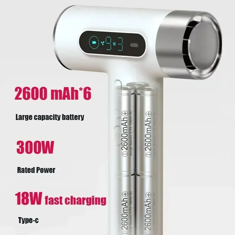 High Speed 100000RPM New Super Portable Wireless USB Charging Hair Dryer Power Wireless Cold/Hot Air Negative Ions 2600mAh 4