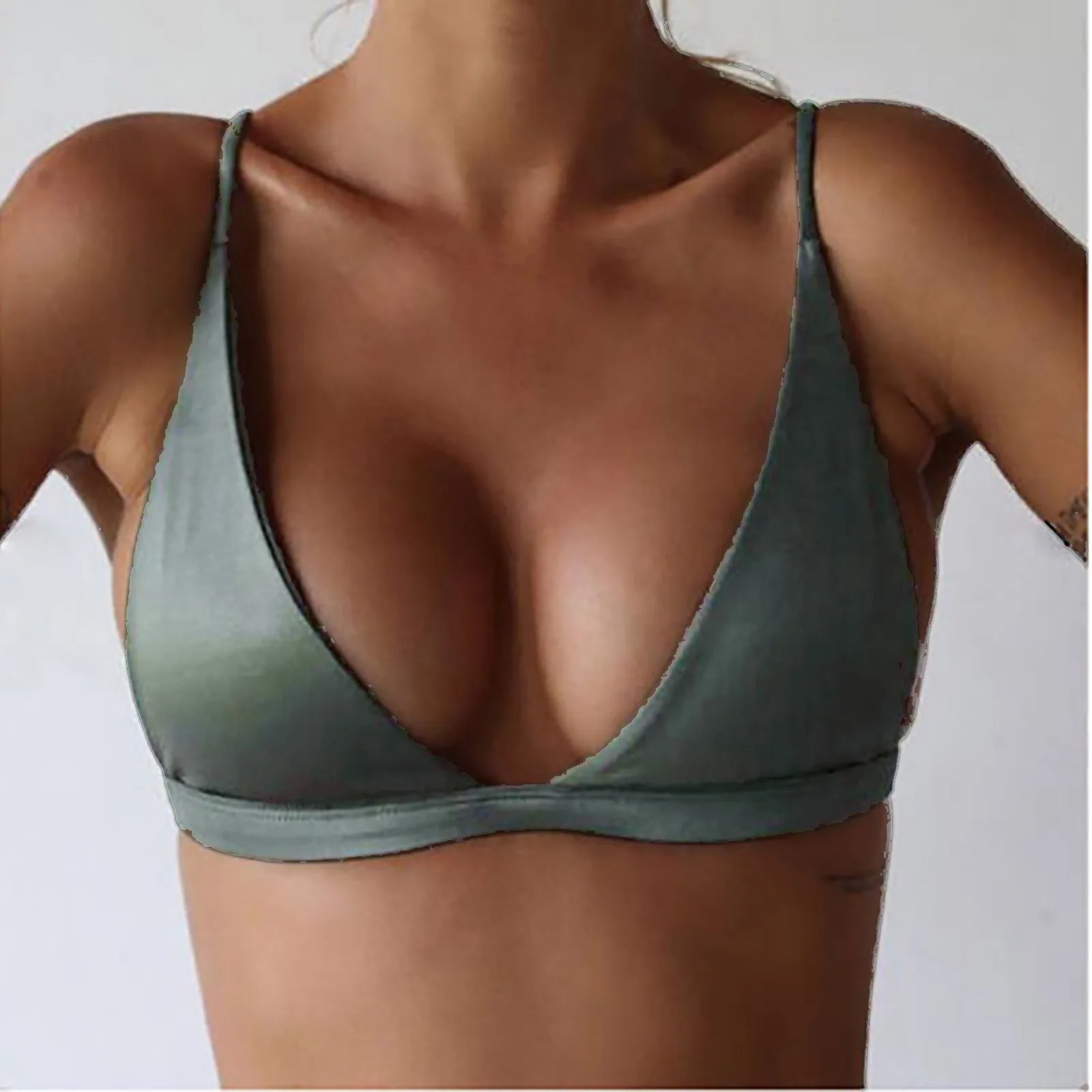 deep v neck push up bikini top
