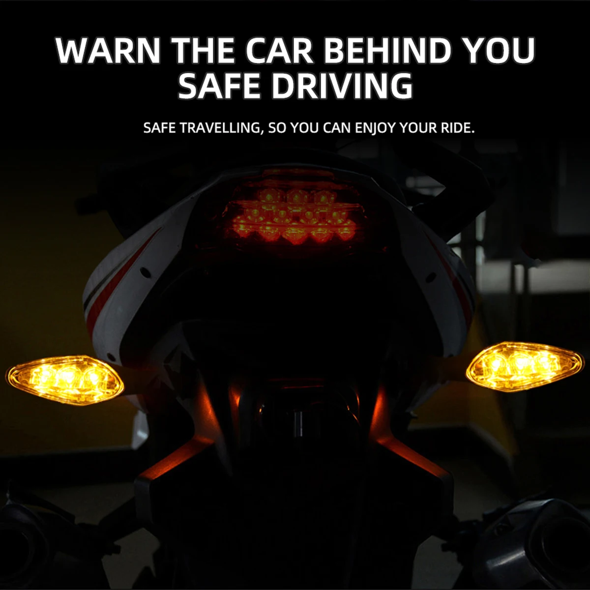 Motorcycle Turn Signal Lights 2Pcs Amber Blinker Indicator Waterproof Moto Scooter Warning Rear Tail Lights Running Lamp Lighting