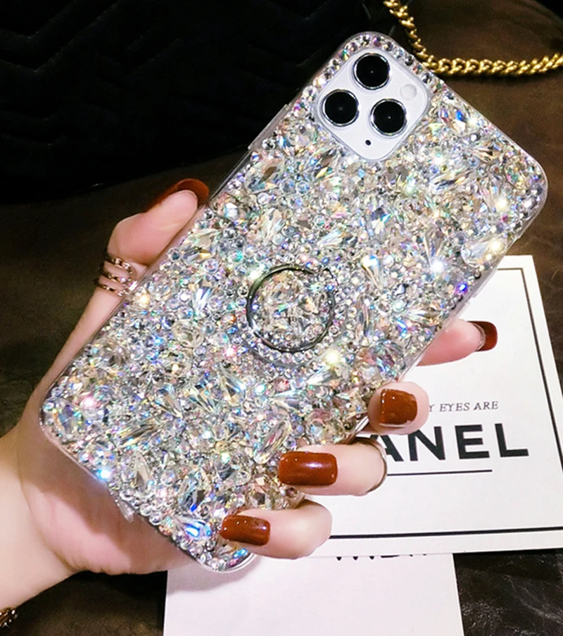 case for iphone 13 pro max Luxury 3D Rhinestone Diamond Case For iPhone 13 12 11 Pro Max 12mini 7 8 Plus SE2020 X XS XR XSMax Colored Bump Stand Back Cover iphone 13 pro max cover