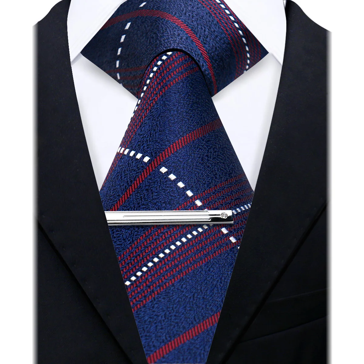 Neck Tie And Tie Clip Two Pieces Set For Men Luxury Wedding Business