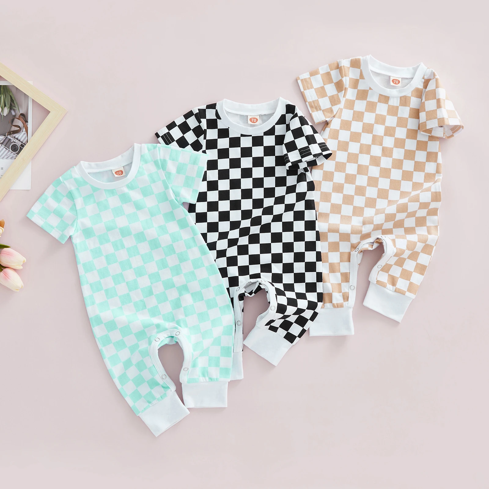 Checkered Baby Romper truongquoctesaigon.edu.vn