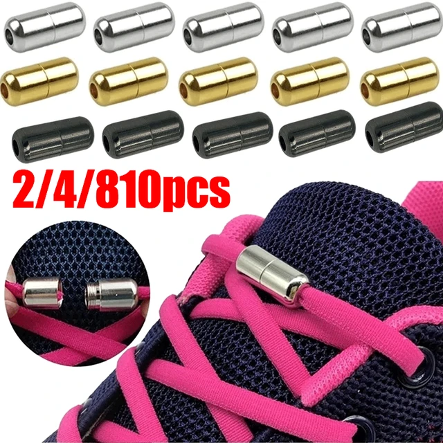 PandaHall Elite 60Pcs 15 Colors Column Aluminum Shoelace Buckle Turnbuckle  Connectors, Capsule Shape No Tie Shoe Lace Tie Locks Clips Ends, Mixed