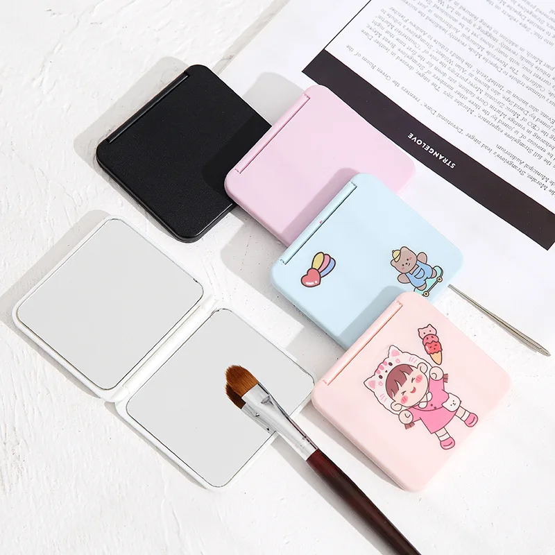 

Square Candy Color PU Leather Pocket Mirror Compact Portable Folding Cosmetic Mirror Women Girls Mini Makeup Mirror