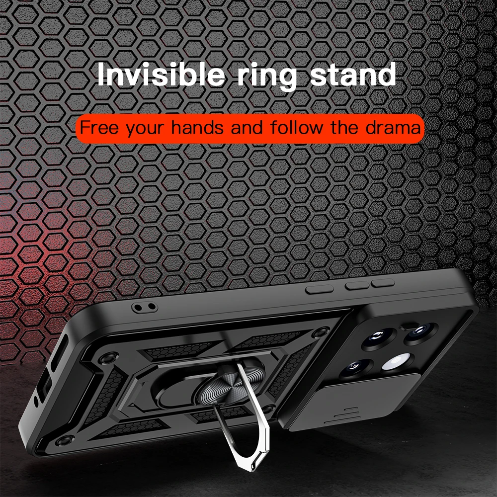 Ultimate Shockproof Armor Case with Slide Camera Protector and Ring Stand