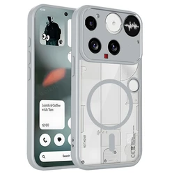 Transparent Magnetic Silicone Case with PC Back and TPU Bumper for Nothing Phone (3) (Gray)
