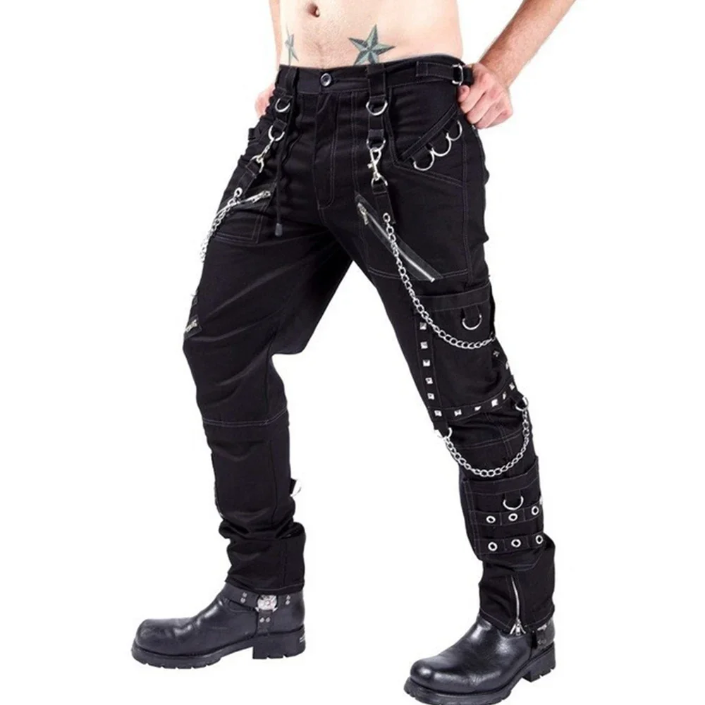 Fashion Pants Men Gothic Pants Punk Rock Bondage Pants Foreign Trade Personality Casual Trousers
