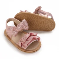 Toddler Crib Shoes Summer Baby Infant Girl Sandals Princess PU Pull Strap Flat Anti-Slip Rubber Sole Light Weight Newborn Girl 3