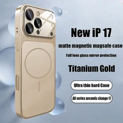 Official Orange Magnetic Glass Case with MagSafe - Shockproof Matte Protective Cover - iPhone 15 (Desert Gold)