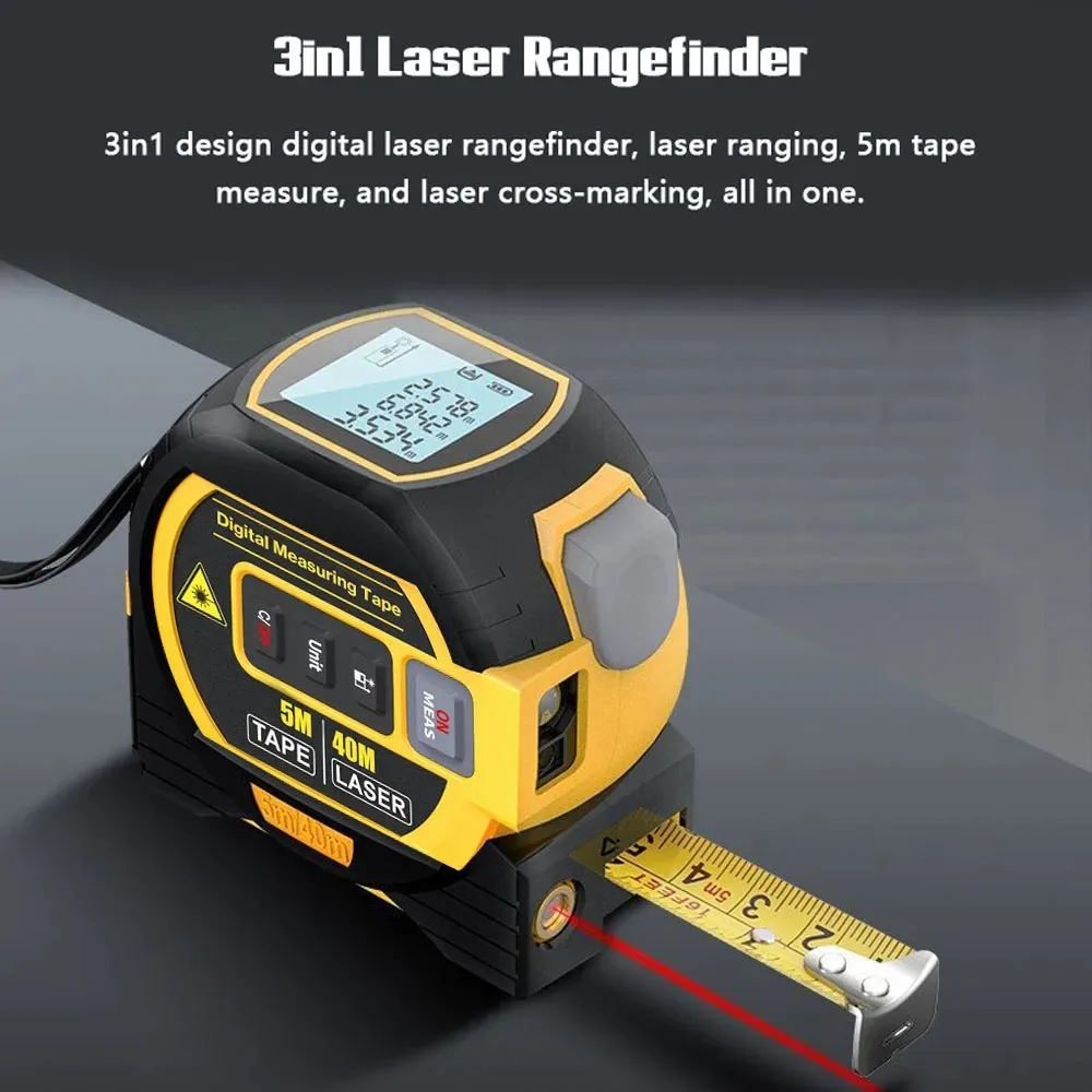 laser tape measure 3 In 1 Digital Tape Measure High Precision Laser Rangefinder Steel High Elasticity
