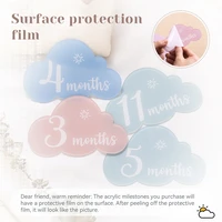 1Set Baby Acrylic Number Milestone Card For Newborn Cute Cloud Shape Photography Props Accessories Month Cards Sticker Baby Gift 3