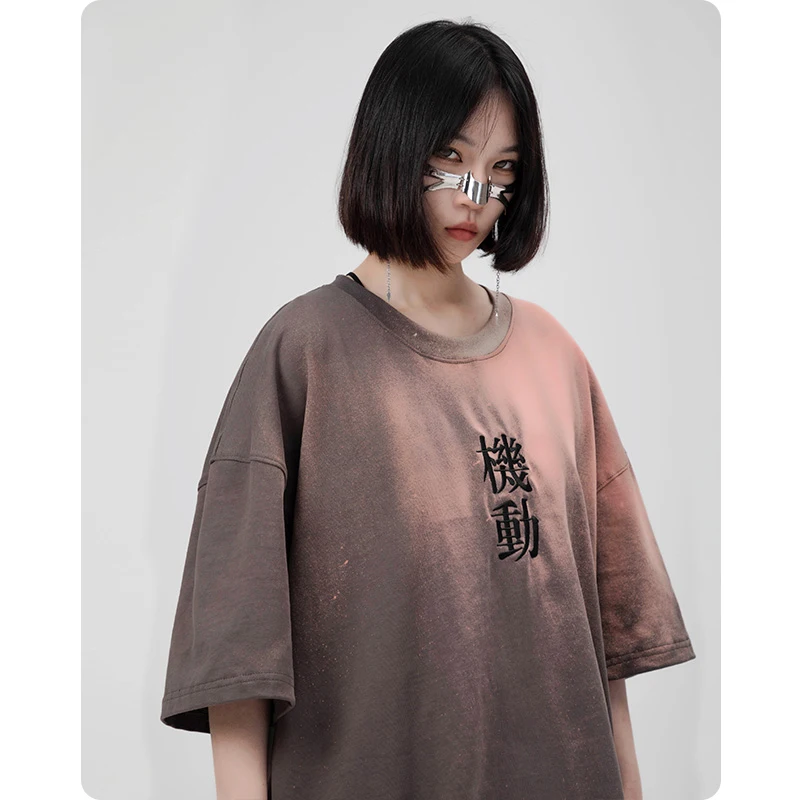 

Embroidery Basic Motorized T-Shirt Casual Round Neck Short Sleeve Unisex Hiphop Streetwear Men's clothing Harajuku High Street