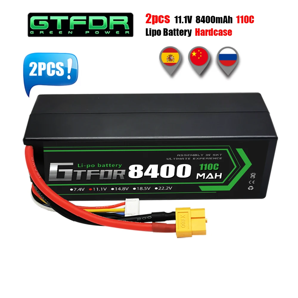 Batteria Lipo Gtfdr 3S 11.1V 8400Mah 110C Batteria Al Grafene Serie Racing Hardcase Per Rc Car Truck Evader Bx Truggy 1/8 Buggy