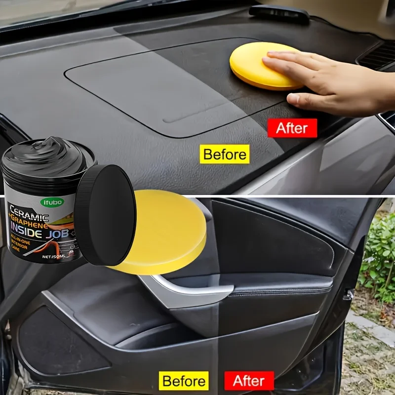 HUB Ceramic Glaze & Graphene Inside Job Car Interior Wax – 150g Fit for Dashboard, Seats & Central Control Panel, Anti-Aging BEST SELLERS