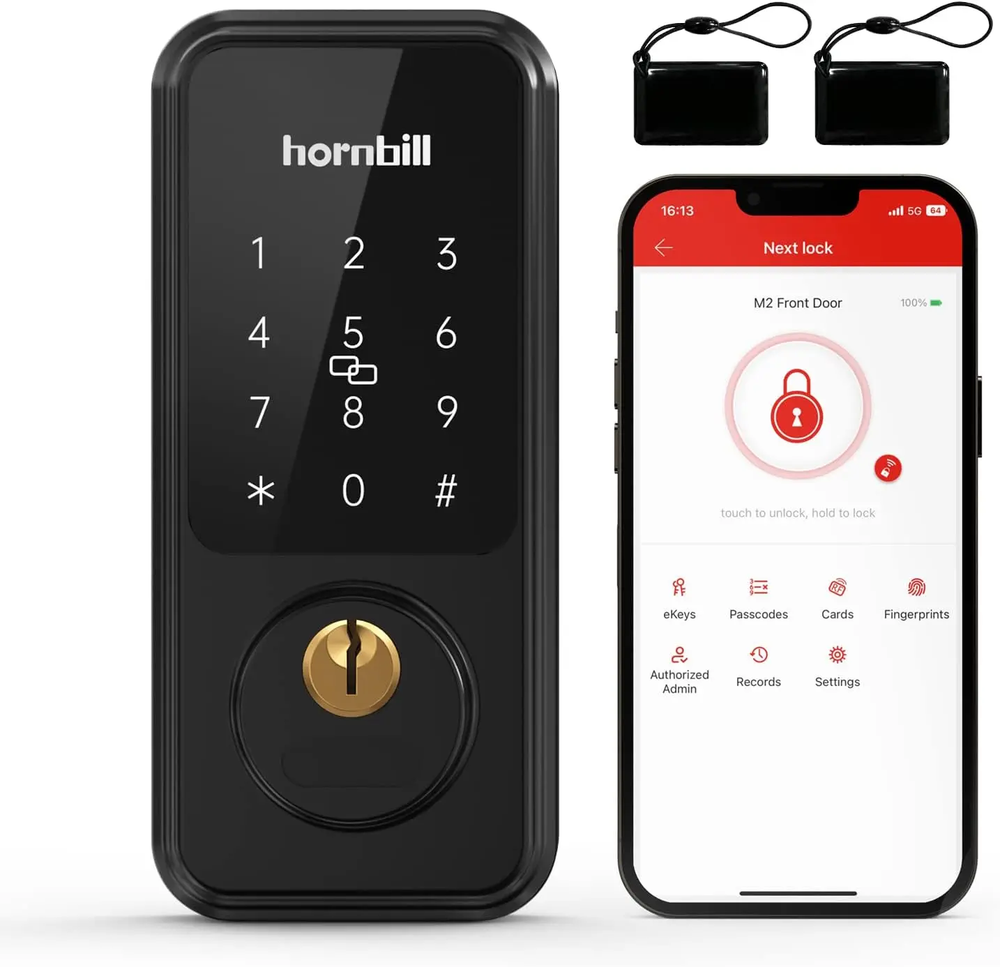 

Smart Front Door Locks Deadbolt: Hornbill Keyless Entry Keypad Door Lock, Digital Electronic Bluetooth Code Locks | USA