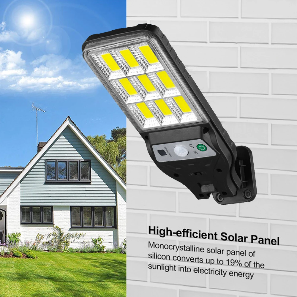 Solar Wall Lamp, 9-Grid COB LED Motion Sensor Outdoor Light, Waterproof Garden Courtyard Path Lighting with Multiple Modes 4