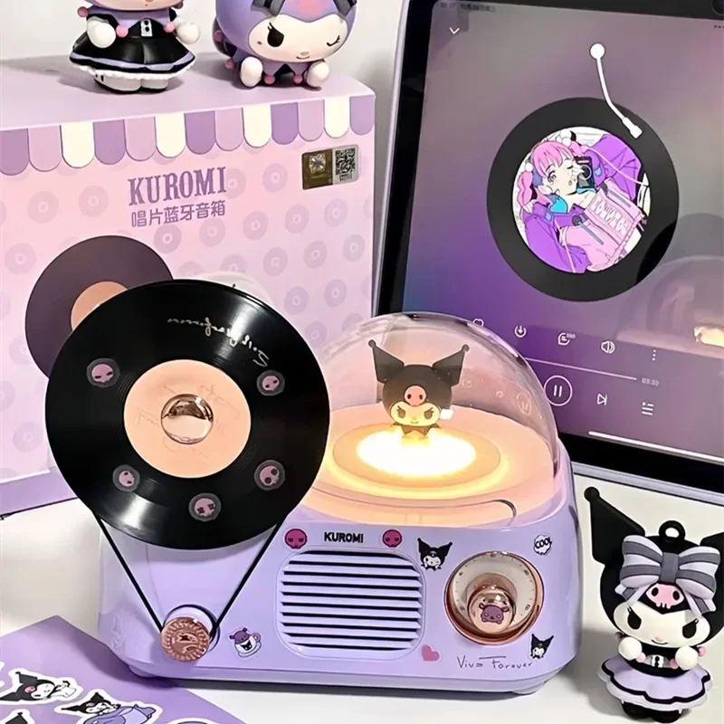 Multifunctional Atmosphere Lamp Vinyl Record Aroma Diffuser Retro HIFI Bluetooth Speaker Cartoon Kawaii Cinnamoroll Gift Speaker