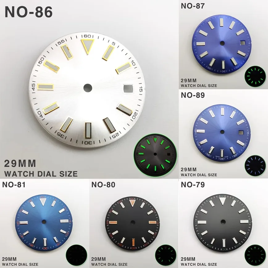 

Studded Dial Blue White Black Luminous Dial 29mm for 2813/8215/8200/821a Movements Watch Accessories