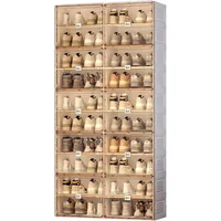 Portable Shoe Rack Organizer for Closet Entryway, Stackable Sneaker Storage Shoe Cabinet with Magnetic Clear Door 1