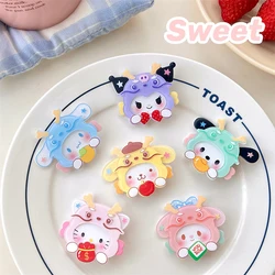 Dragon Year Sanrio Hello Kitty Cinnamoroll My Melody Pachacco Kuromi Cute Hairpin Acrylic Hair Clips Cartoon Hair Accessories