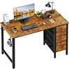 47 inch Computer Desk with 4 Fabric Drawers, Reversible Writing Work Study Desk for Home Office Bedroom, Modern Simple 1