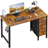 47 inch Computer Desk with 4 Fabric Drawers, Reversible Writing Work Study Desk for Home Office Bedroom, Modern Simple 1