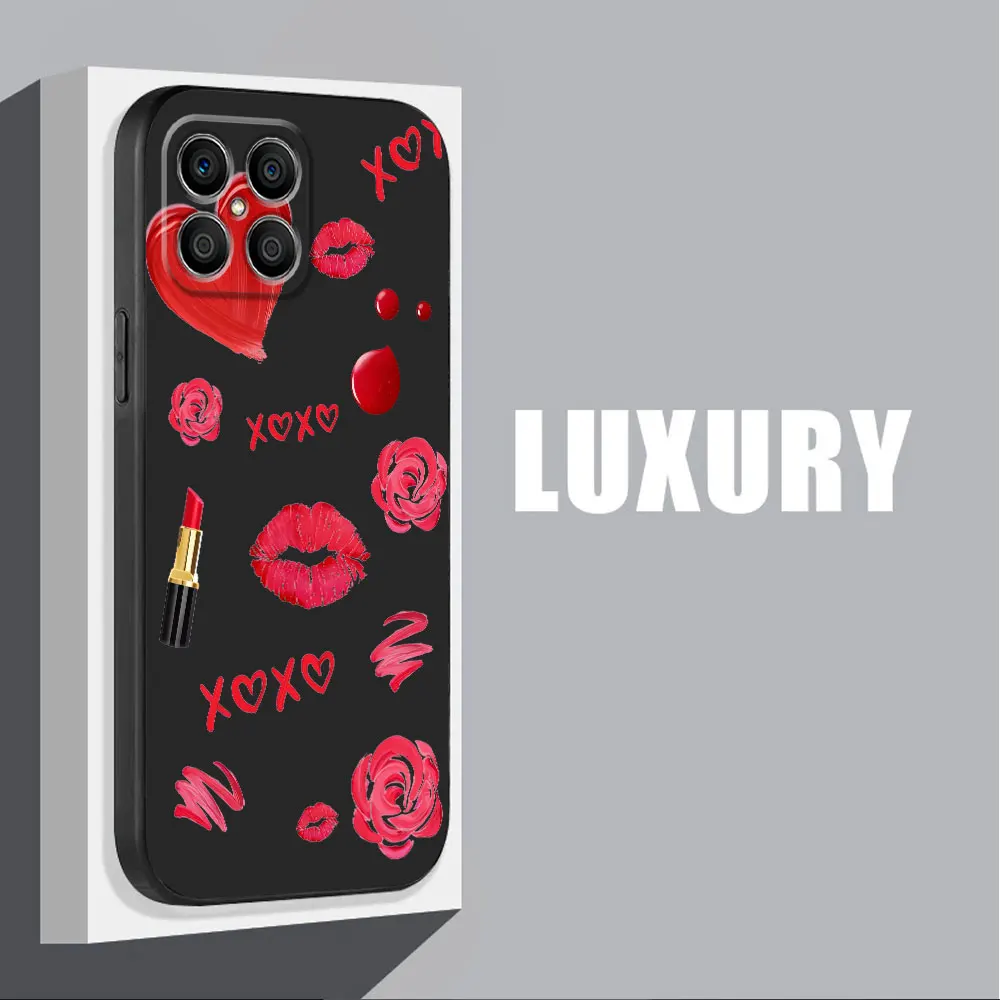 Sexy Red and Black Lips Kiss TPU Soft Phone Case - Elegant Armor  Cover