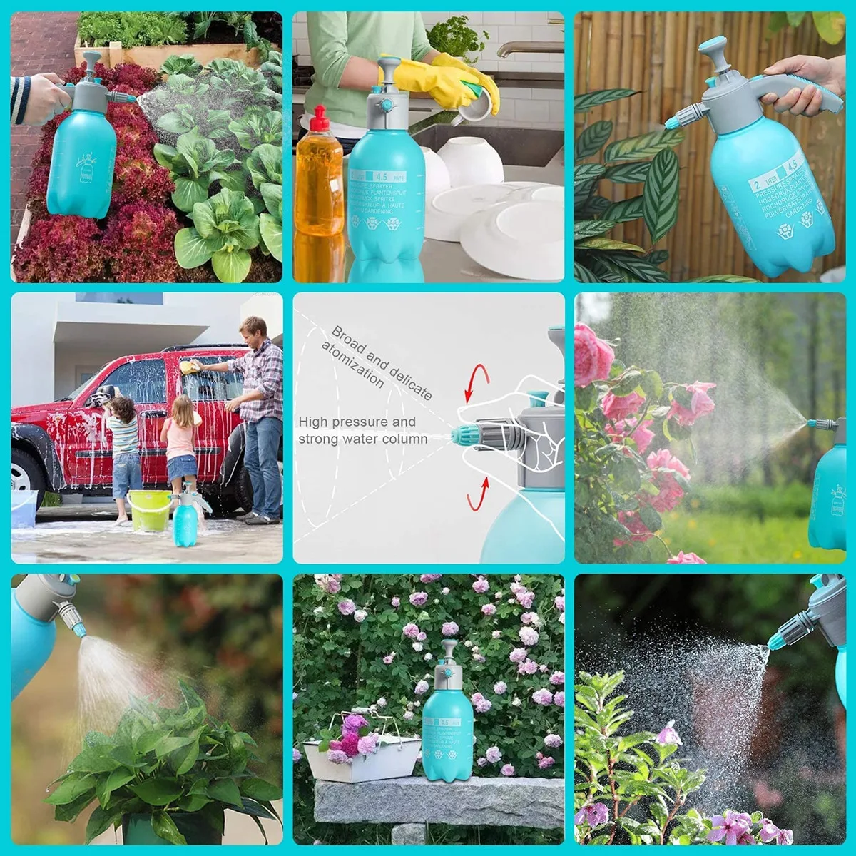 Air Pump Sprayer Pressure Spray Bottle Garden Sprayer Gardening Sprayer 2L Garden Water Sprayer Hand Pressure Thicker Disinfection Sprayers Garden-Tools Spray Bottle, Air Compression Pump Watering Can