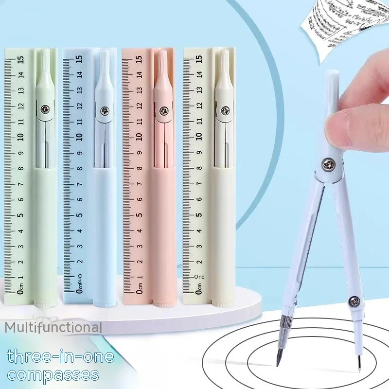 3-In-1 Multifunctional Compass Ruler Set Integrated Drawing Office Tools for Primary Secondary School Stationery