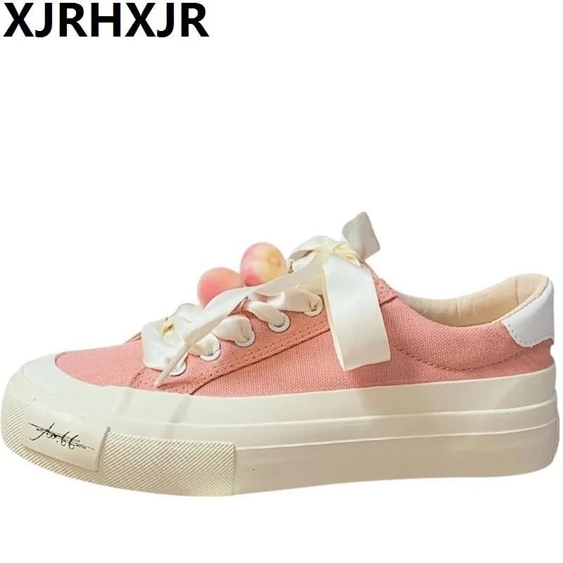 Women's Sneakers Sports Shoes Pink Spring Autumn Flat Tennis Casual Basket Platform Running Vulcanize Lolita Kawaii