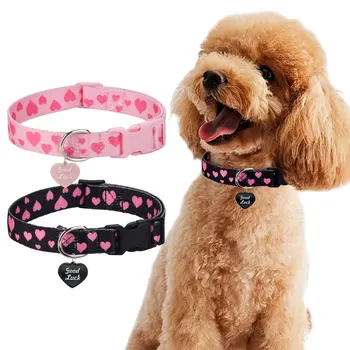 CP613–love printed pet dog & cat collar, high density printed ribbon and exquisite pendant, durable buckle.
