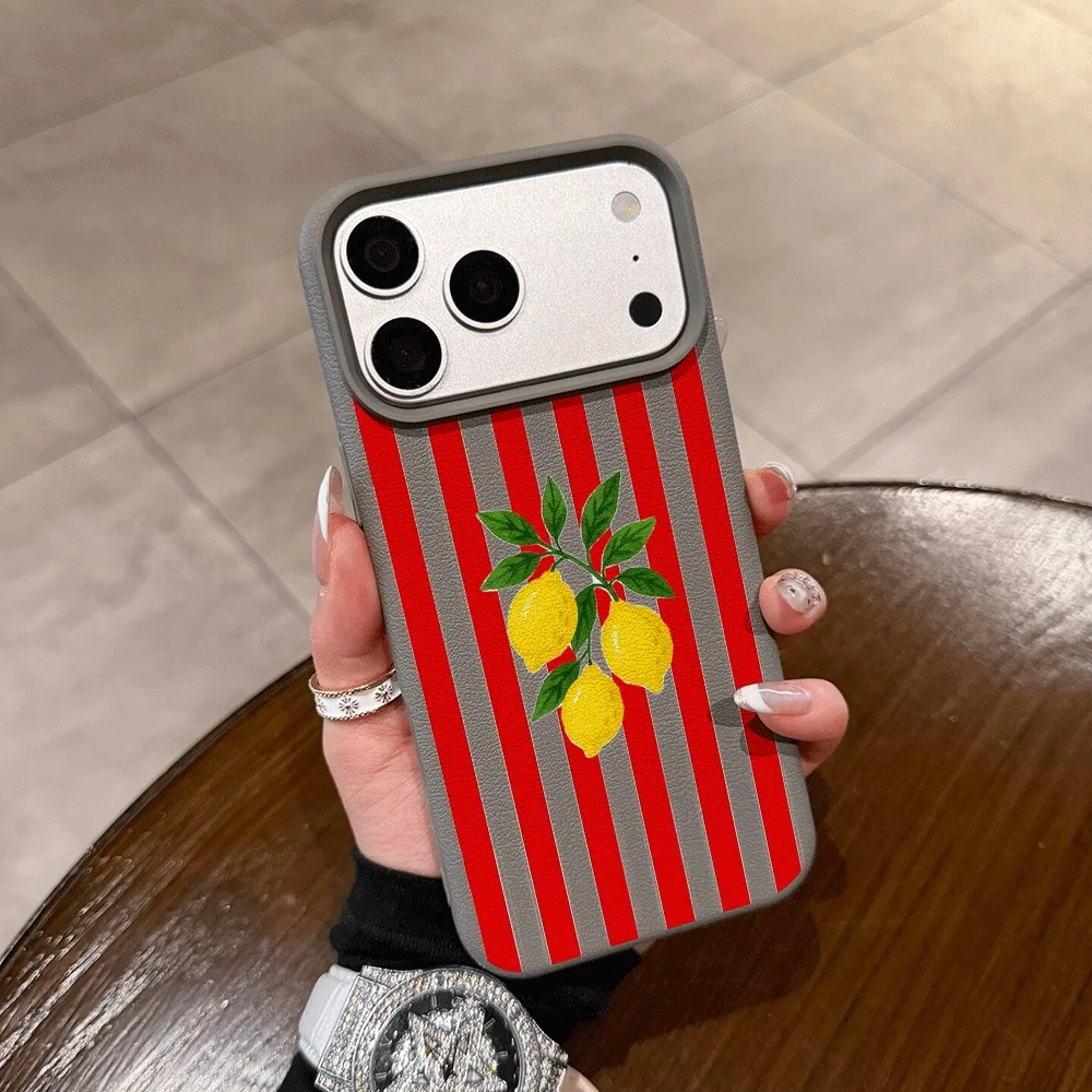 Vibrant Orange Striped Lemon Silicone Matte Phone Case