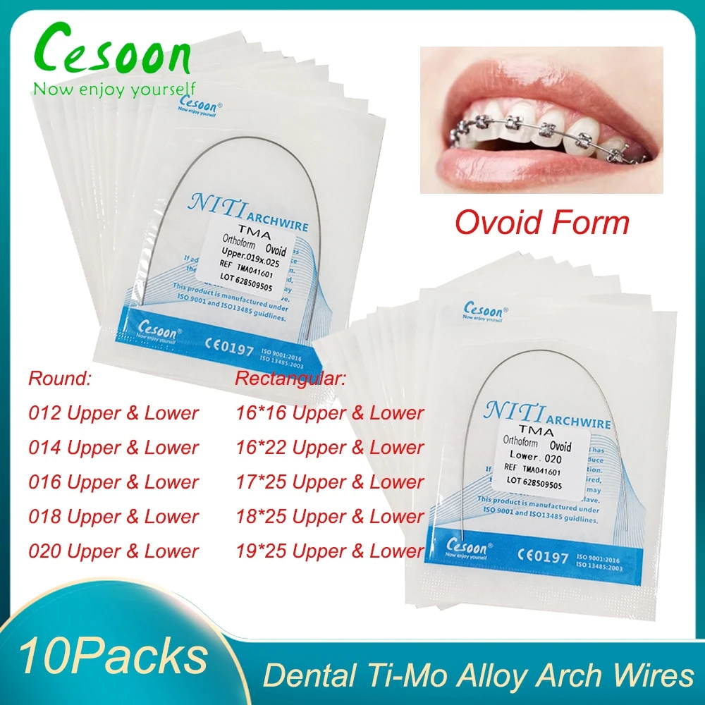 10PacksDentalOrthodonticTMAArchesTiMoAlloyArchWiresRoundRectangularOvoidForm