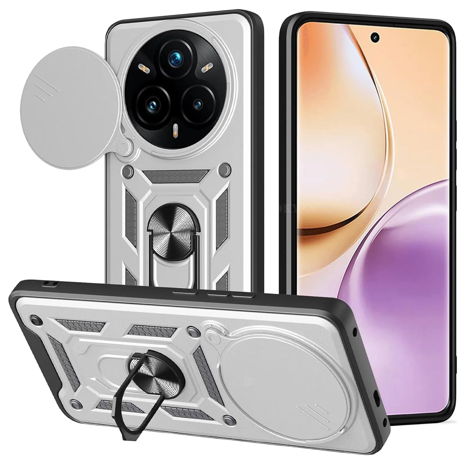 Enhanced Armor Case with Lens Protection and Ring Magnetic Holder