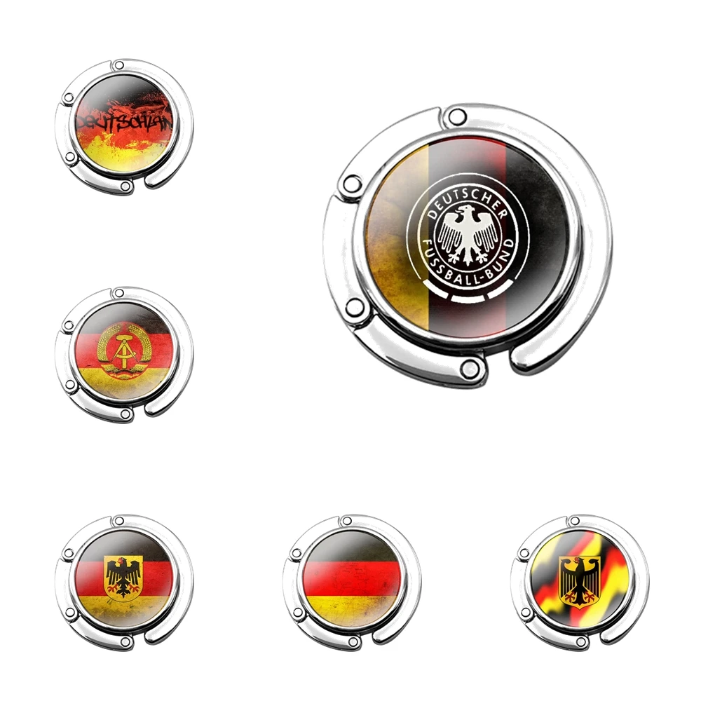 

Gift Cartoon Lover German flag Newest Super Cute Foldable Purse Hook for Women's Table Handbag Storage Folding Decor Table Hook