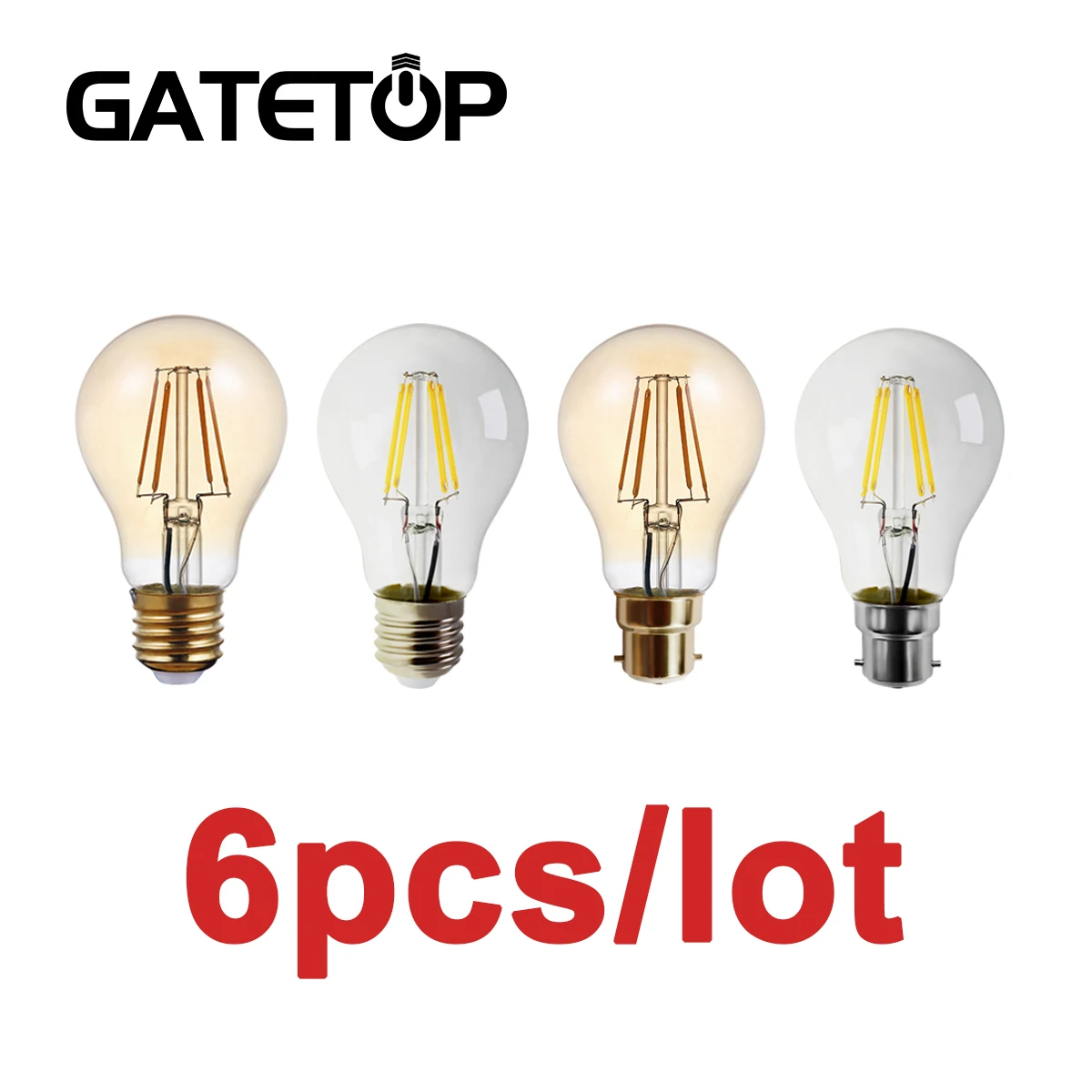 6pcs/lot Retro Edison Filament Bulb A60 6w E27 B22 230v Decor For Home Coffee Bar Vintage Lamp 2500k 4000k Indoor Decoration 40w 60w e27 220 240v edison light bulb led retro yellow light w filament bulb coffee house decor industrial style lamp