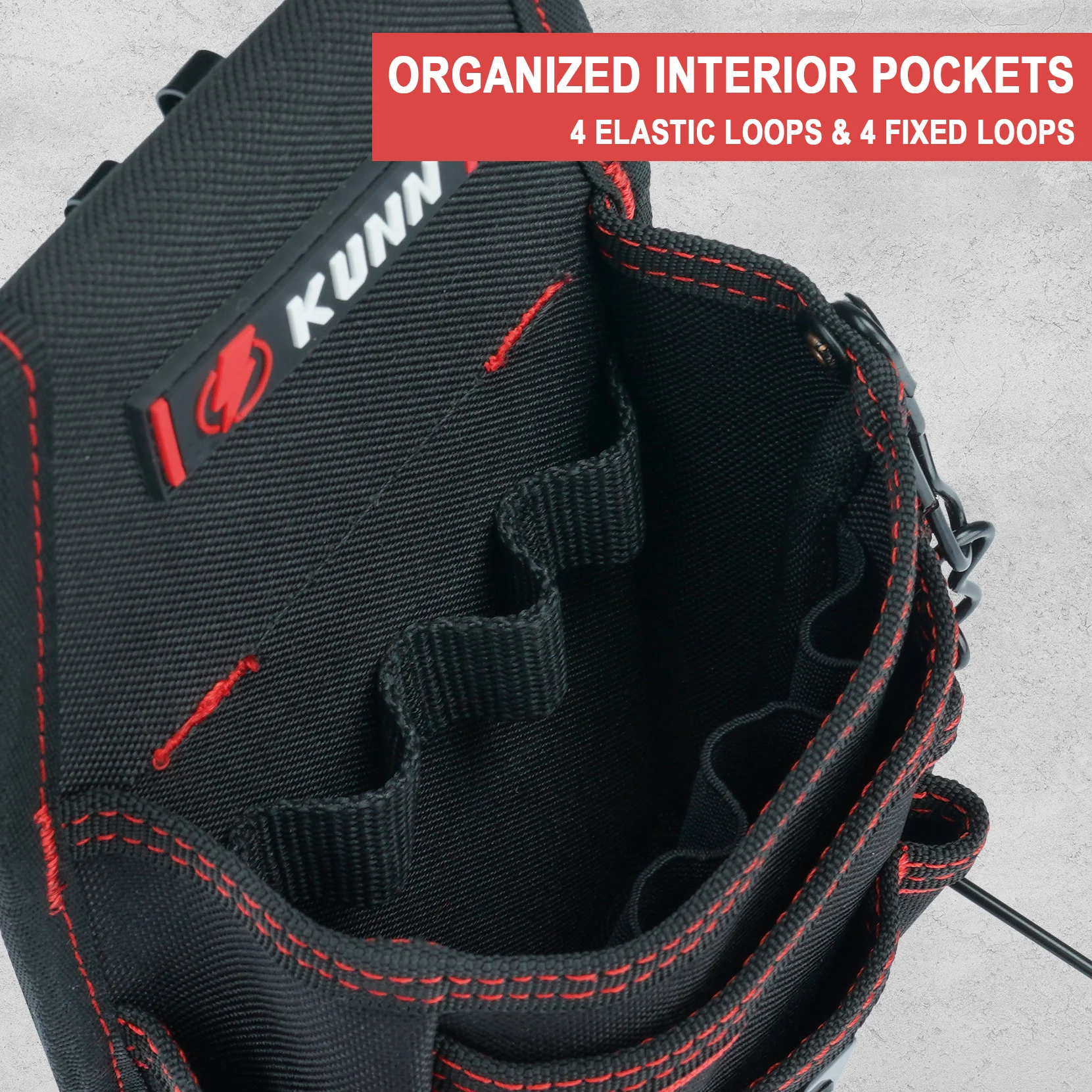 Electrician Tool Pouch With Belt Clip – Small 7-Pocket Organizer, Adjustable Waist Strap (Fits 31\"-55\") - View #2