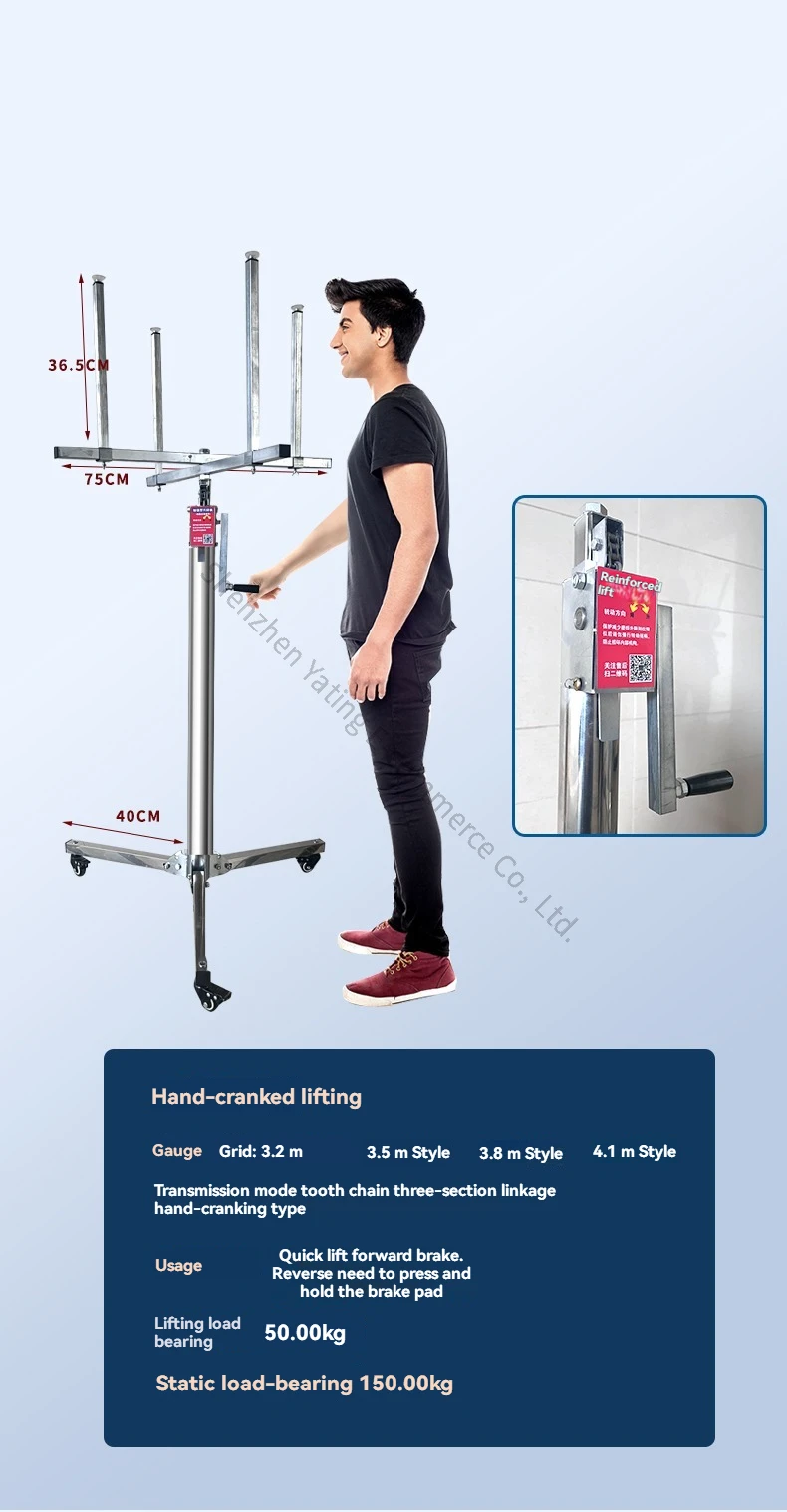 New Hand-cranked 3.8m Lamp Installation Lifting Bracket Light Repair Installatio